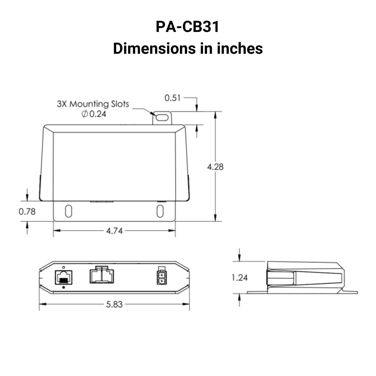 12/24 VDC High Power Control Box - 1 Channel - Wireless Remote dimensions in inches
